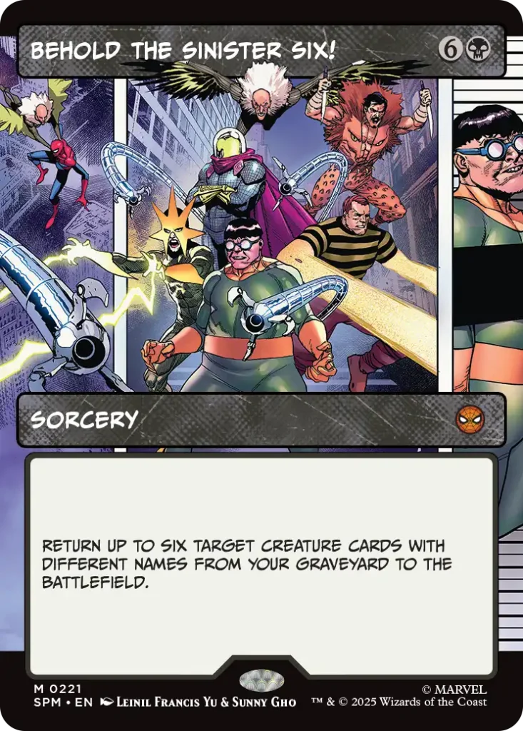 Behold the Sinister Six! Spiderman Panel Cards List
